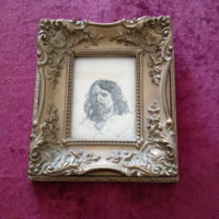 Eizenhaut Ferenc TUS-Rajz ("Férfi Fej" 1890./Keretezve, üveglap mögött, hibátlan blonden keretben