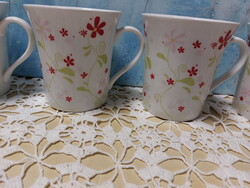 Gyönyörű virágos porcelán kapucsínós, teás, hosszú kávés bögrék, Könitz Porzellan