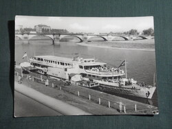 Képeslap,Németország,Dresden,Drezda,port,kikötő, sétahajó látkép,részlet, 1965-