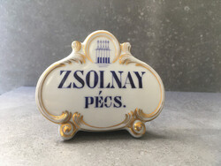 Zsolnay kerámia tábla, márkajel.