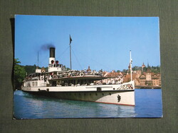 Képeslap,Svájc,Vierwaldstättersee,Vierwaldstätti-tó,Schiller gőzhajó látkép,részlet,1985-