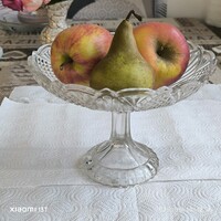 Retro üveg asztalközép kínáló, gyümölcsös tál eladó!