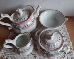 Gyűjtőknek: P&S - Portheim and Sons Chodau,  biedermeier porcelán teás szett, halfogós (a kannán-cuk