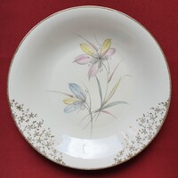 Bavaria német porcelán tálaló tál tányér arany széllel kínáló virág mintával