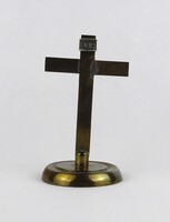 1V930 Régi talpas art deco réz feszület 14 cm