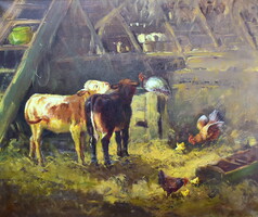 Magda (Klaes) Kremer (1942) ISTÁLLÓ BOCIKKAL ÉS TYÚKOKKAL