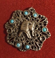 Régi Tutanhamon medál ,2 türkisz gyöngy hiányzik. 50 mm.