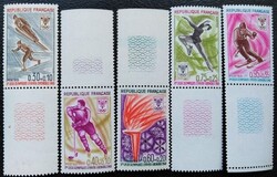 Fr1610-4sz / Franciaország 1968 Téli Olimpia bélyegsor postatiszta 3 db üresmezős ívszél