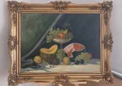 Szignózott virágcsendélet festmény Réthy Károly (?) 99x81 cm kerettel