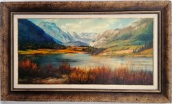 Bihari Puhl Levnte Öszi hegyvidéki táj 40x80 cm