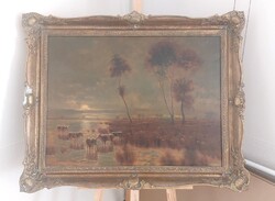 Jakab Károly tehenek az ártéren 99x81 cm kerettel
