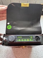 Bikit régi autórádió bőrtokban, nagyon régi retro autó rádió BIKIT, műszaki régiség rádió