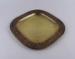 1V834 Régi nagyméretű jelzett TEVAN MARGIT réz tálca 27.5 cm