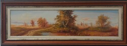 Finta László: Út a hegy felé, keret nélkül 25x100 cm, kerettel: 43x118 cm