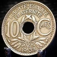 Franciaország 10 centime, 1938 Pontok nélkül az évszám körül B03C5