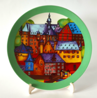 GYÖNYÖRŰ LIMITÁLT DARABSZÁMÚ PORCELÁN FALI DÍSZTÁL  MARBURG VÁRA ÉS MARBURG LÁTKÉPPEL
