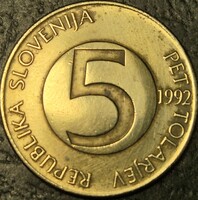 Szlovénia 5 Tolár (Tallér), 1992.