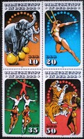 ND2983-6n / NDK 1985 Cirkuszművészet bélyegsor postatiszta négyesblokk