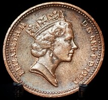Egyesült Királyság 1 penny, 1992 (vörös)rézzel bevont acél /mágneses/ 07C2