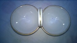 Retro Zsolnay asztali sótartó fehér arany szegéllyel, 15 cm, hibátlan