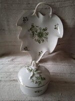 Hollóházi Erika mintás porcelán kínáló+ fedeles gyűrűtartó