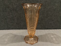 BROCKWITZ ART DECO LAZACSZÍNŰ ÜVEG VÁZA!  21cm!