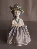 Árt deco Italy  porcelán nő kínáló, doboz ALKUDHATÓ