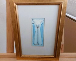 (FBL8) Szép kis dekorációs virág kép 24x34 cm kerettel