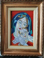 Józsa János festőművész és grafikusművész Anya gyermekével