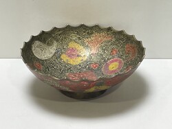 Virágmintás réz tál