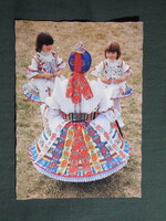 Képeslap,Buják népviselet,népművészet látkép,részlet,1988-