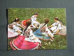 Képeslap,Buják népviselet,népművészet látkép,részlet,1972-