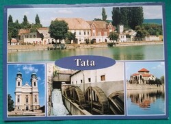 Tata, Tópart, Szent Kereszt templom, malom, vár, postatiszta képeslap