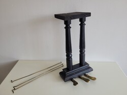 Régi antik zongora fa és réz pedál állvánnyal 54 cm