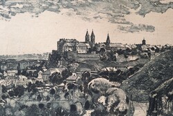 VESZPRÉM VÁRA (rézkarc) Csurgói Máté Lajos műve - panoráma városkép