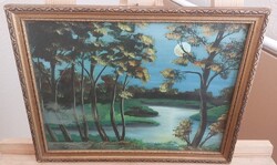 (FBL8) Kis tájkép festmény festmény 34x26 cm kerettel