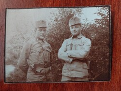 Régi katonai képeslap, két katona portréja, gyűjtőknek