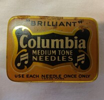 Columbia. Régi gramofon tű doboz, tűkkel