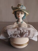 Árt deco Italy  porcelán nő kínáló, doboz ALKUDHATÓ