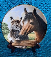 Lovas és csacsis porcelán tányér, RSPCA dísztányér 1 (M5605)