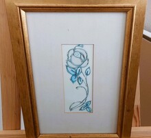 (FBL8) Szép kis dekorációs virág kép 24x34 cm kerettel