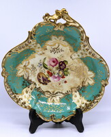 Antik, biedermeier, 1840 körüli, kézzel festett asztalközép, kínáló