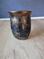 Régi Loetz stílusú irizáló JOSKA kisméretű üveg váza 1989-ből.