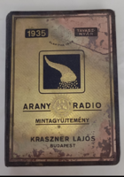 Reklámkatalógus :Kraszner Lajos :ARANY RADIO mintagyüjteménye Budapest 1935