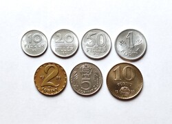 10 - 20 - 50 Fillér + 1 - 2 - 5 - 10 Forint 1989, forgalmi sorból. (II.)