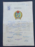 Rákosi címeres bizonyítvány  1955-ből, szövő munkakörben dolgozónak