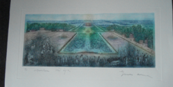 Gross Arnold A szerelem virágai eredeti színes rézkarc 14x34,5 cm