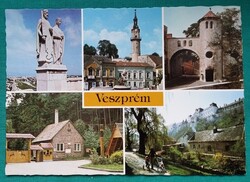 Veszprém, vár, Szent István szobor, Tűztorony, Állatkert, postatiszta képeslap, 1982