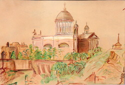 Esztergom, régi akvarell