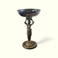 Antik bronz figurális asztalközép, kínáló - szecessziós és art deco stílusjegyekkel